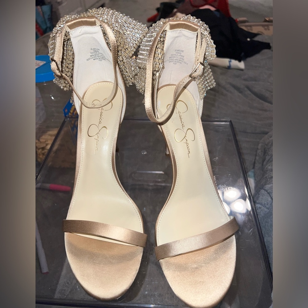 Jessica Simpson Gold Ankle Strap Heels